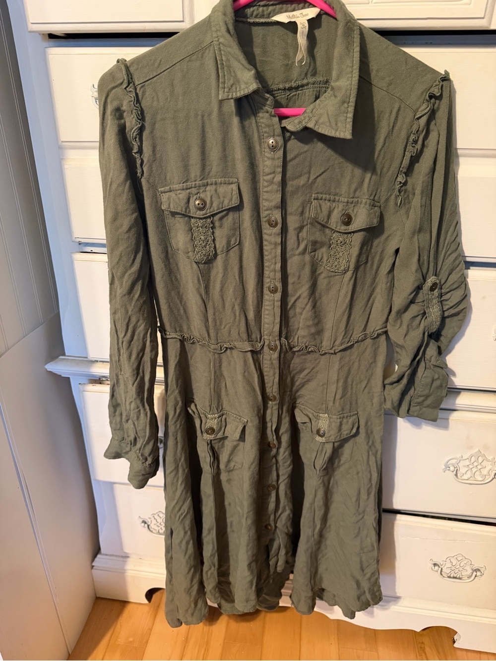 Matilda Jane Olive Green Utility Shirt Dress